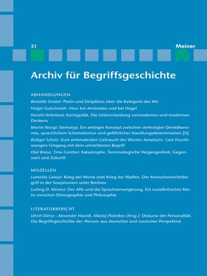cover image of Archiv für Begriffsgeschichte. Band 51